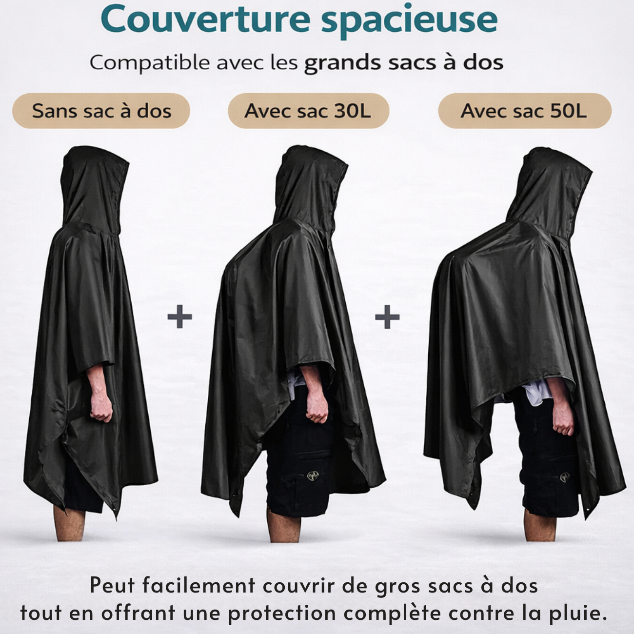 Poncho de Pluie de Randonnée Multifonction