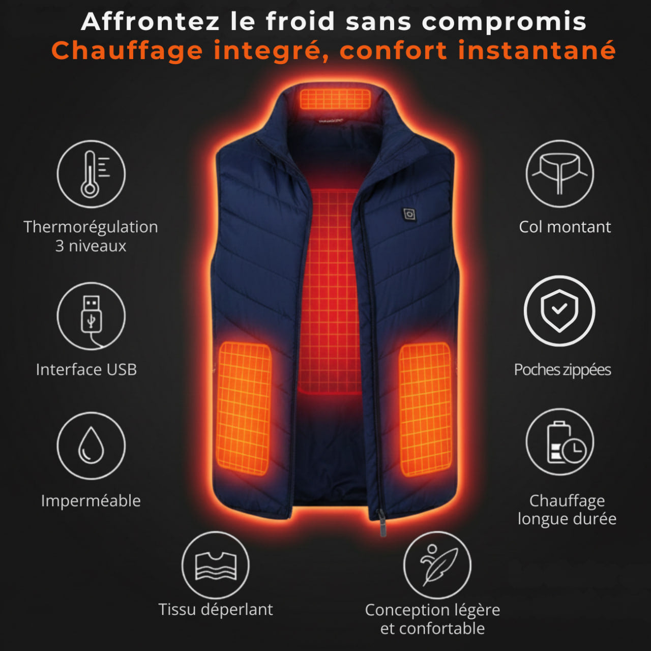 Gilet Chauffant Bleu avec Batterie