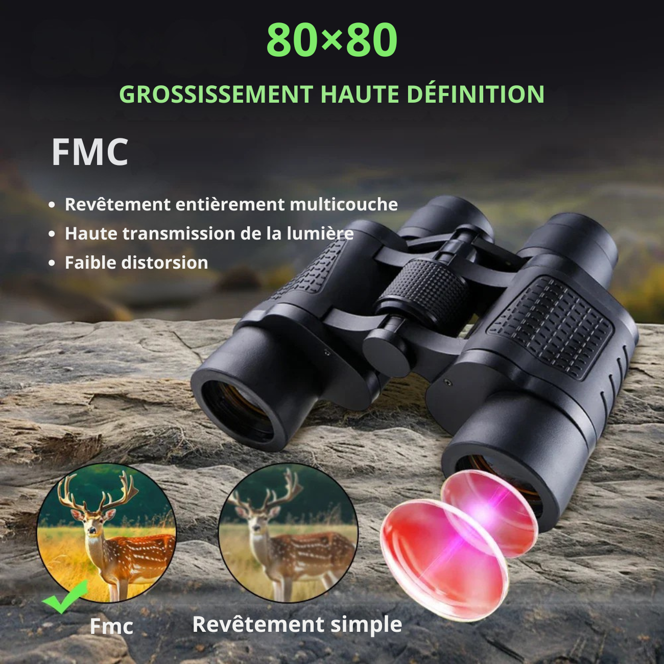 Jumelles pour Randonnée 80X80 HD