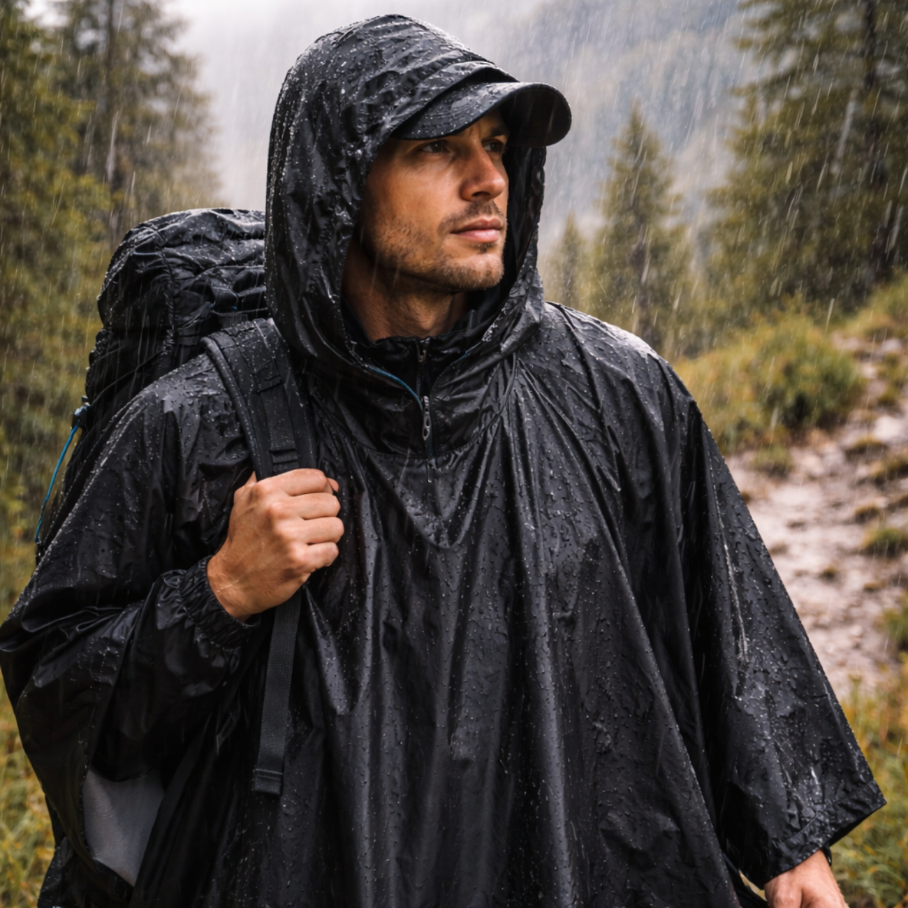 Poncho de Pluie de Randonnée Multifonction