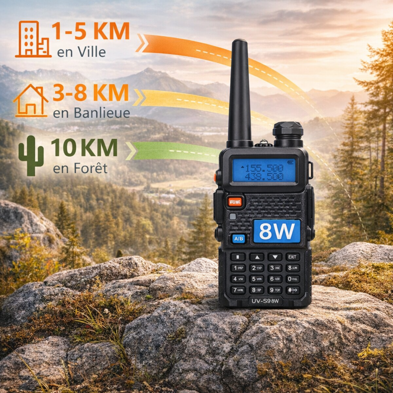 Talkie-Walkie Professionnel Double Bande 8W