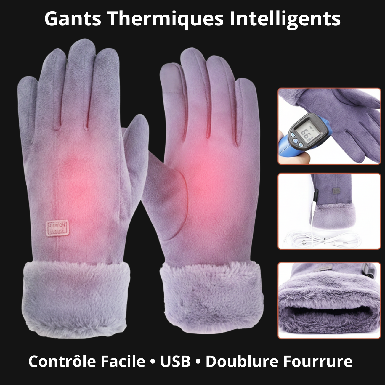Gants Chauffants Doublure Fourrure