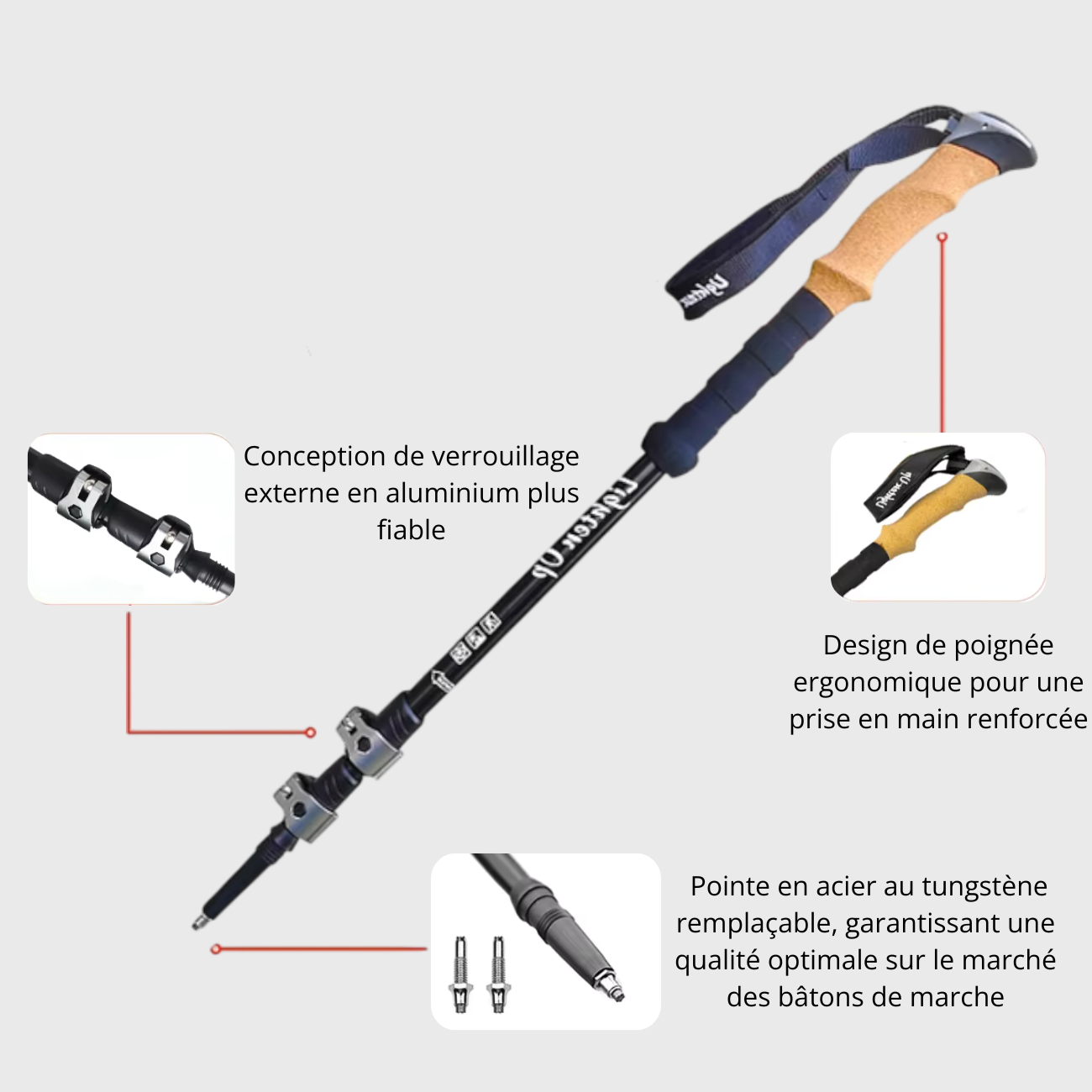 Bâtons de Marche Randonnée en Aluminium