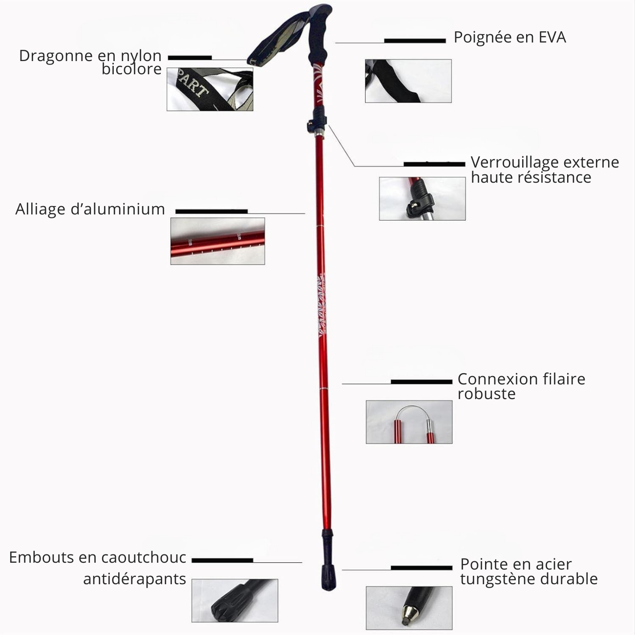 Bâton de Marche Trek Portable