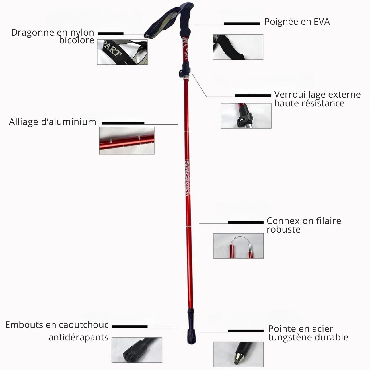 Bâton de Marche Trek Portable