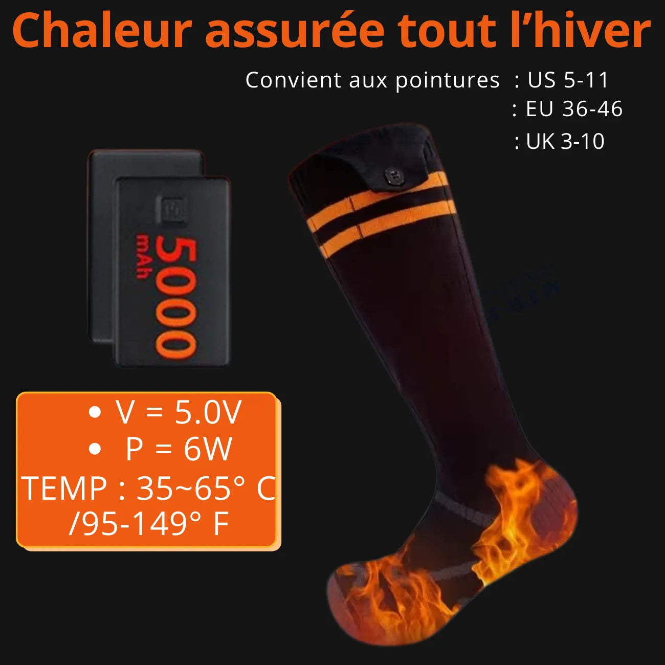 Chaussettes Thermiques Rechargeables