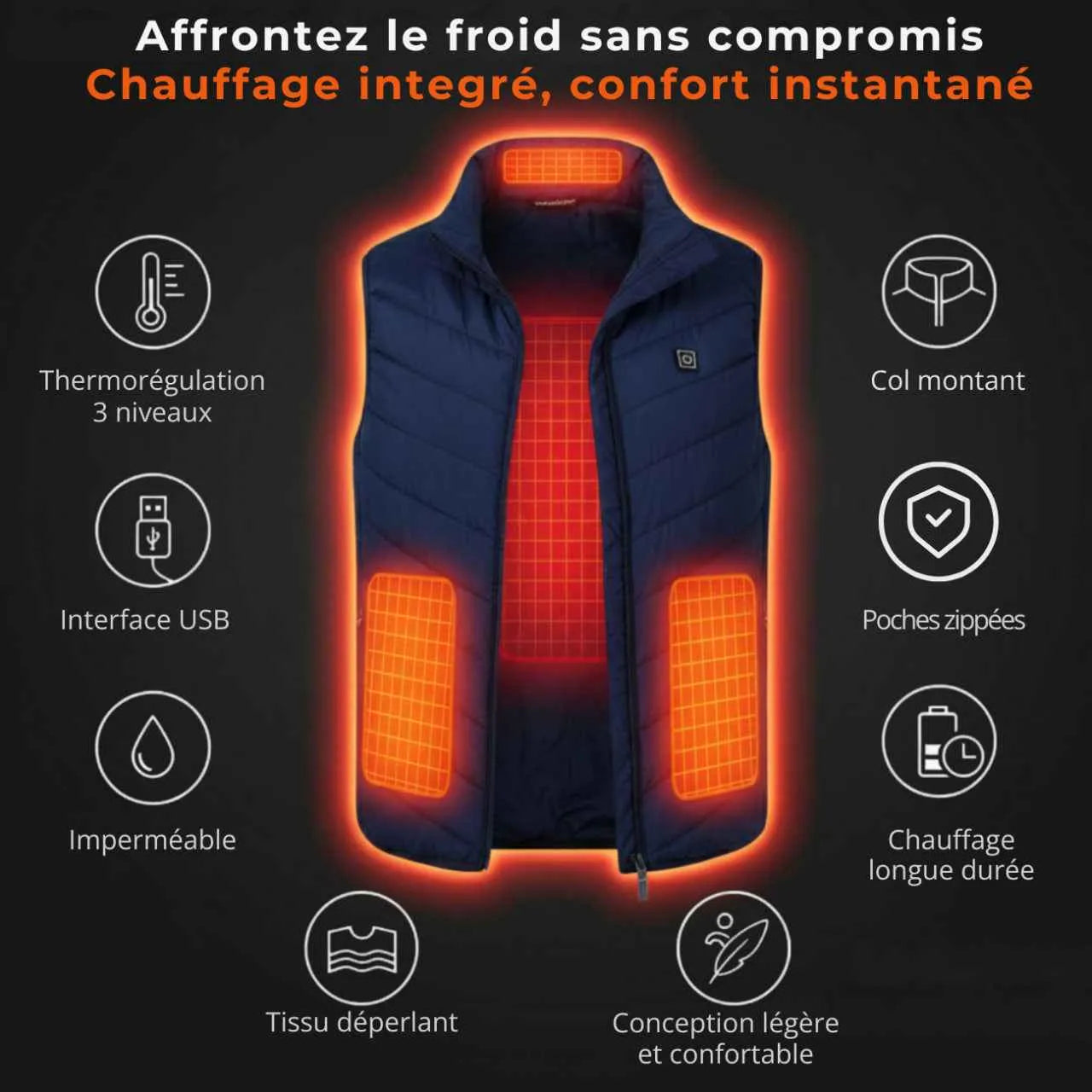 Gilet Chauffant Bleu avec Batterie