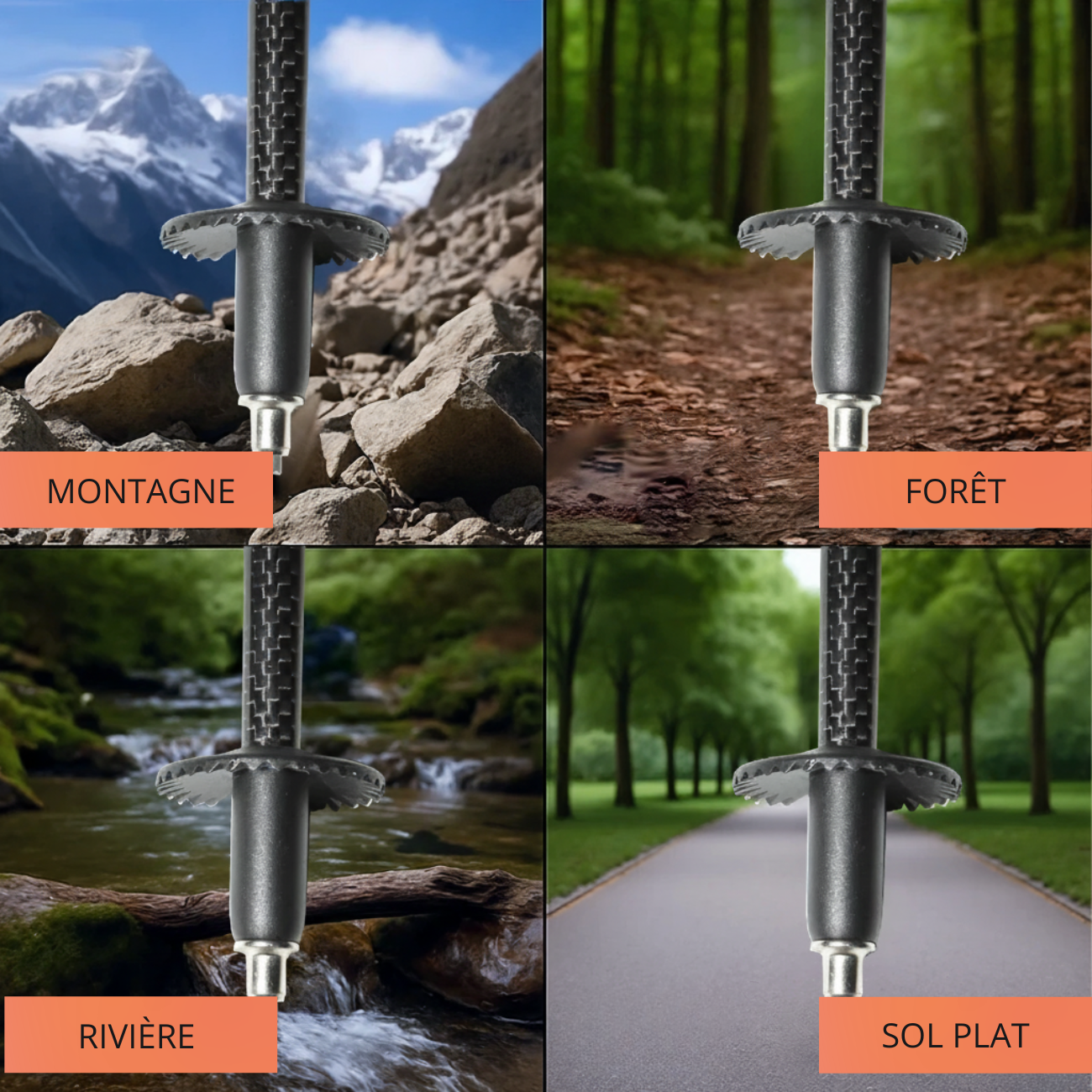 Bâtons de Randonnée en Fibre de Carbone