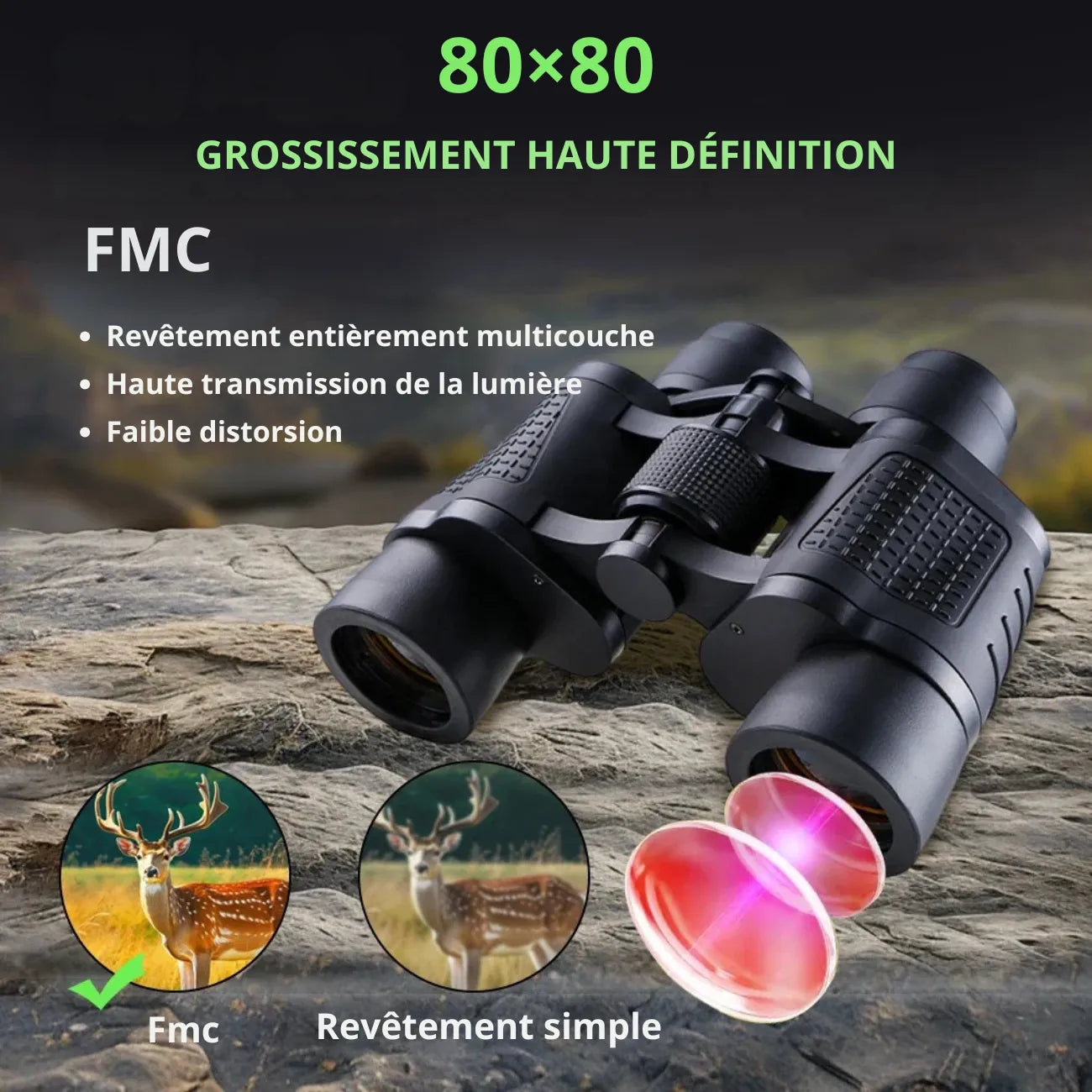 Jumelles pour Randonnée 80X80 HD