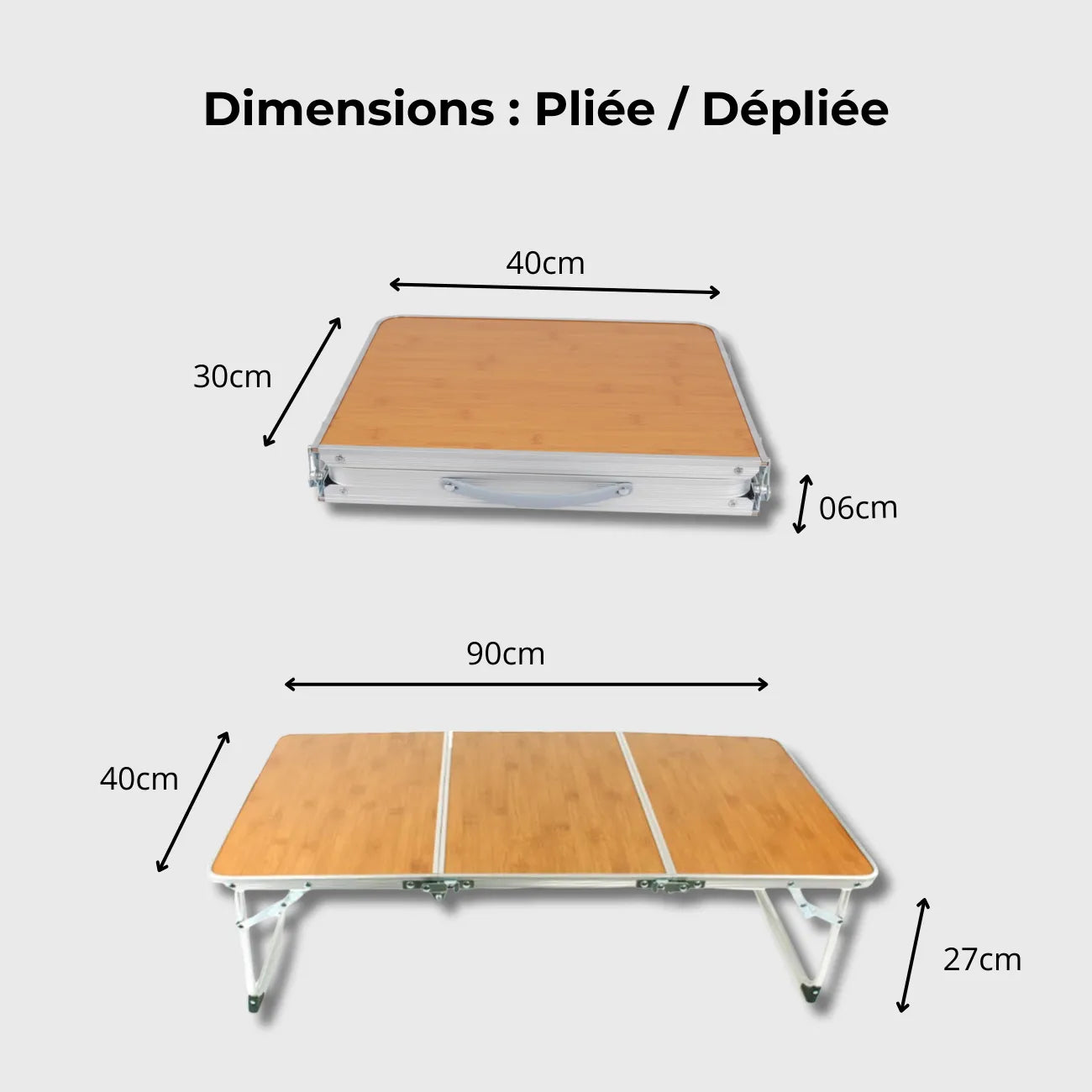 Table de Camping en Bois Pliante