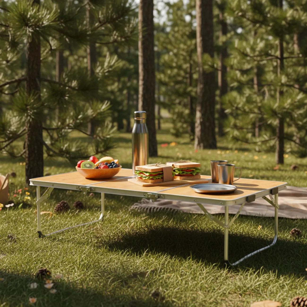 Table de Camping en Bois Pliante